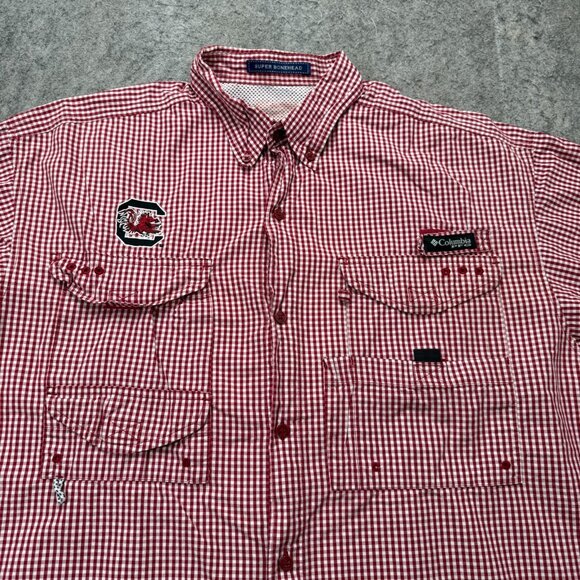 South Carolina Gamecocks Columbia PFG Super Bonehead Fishing Shirt Men L Red - Picture 1 of 15